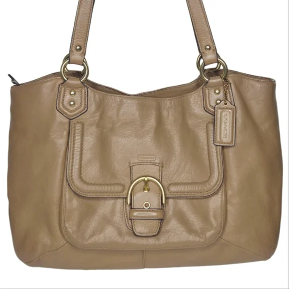 Coach F24961 Campbell Belle Carryall Tan Leather Tote Bag Authentic - Picture 3 of 16